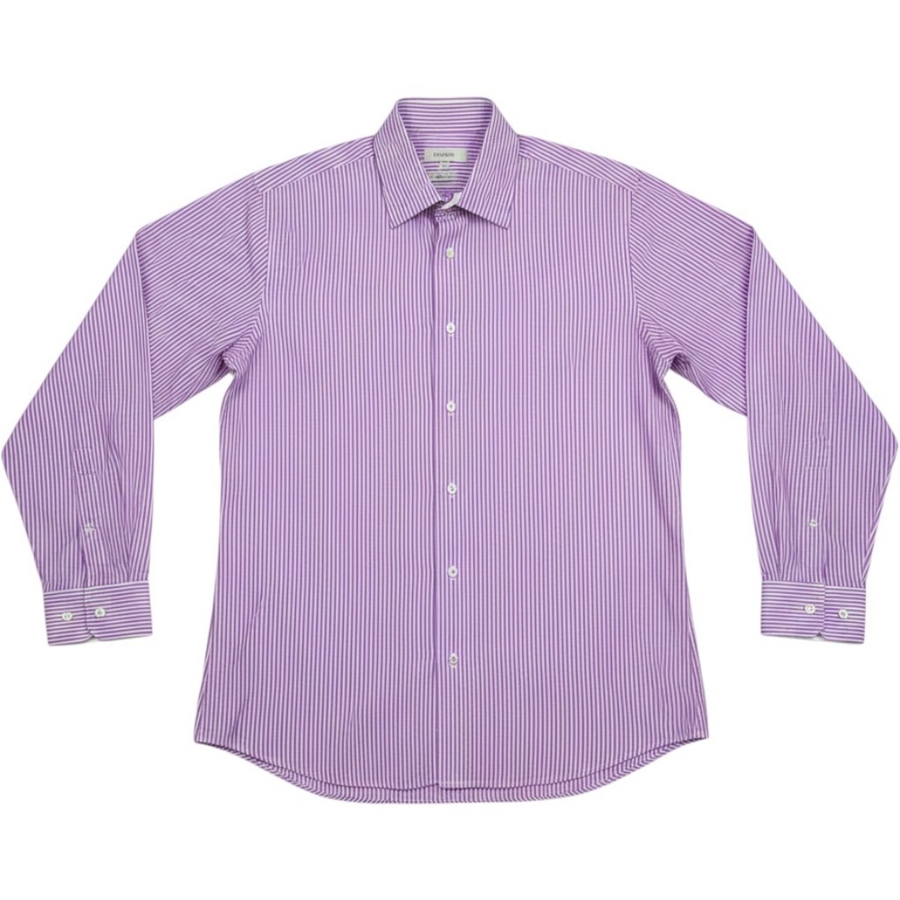 Robert Graham Button Front‎ Shirt Mens  16.5 Purple Striped Formal Business